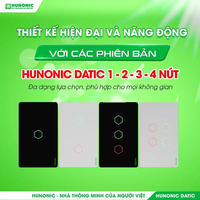 Công Tắc Cảm Ứng 3 Nút Wifi Hunonic Datic Màu Đen