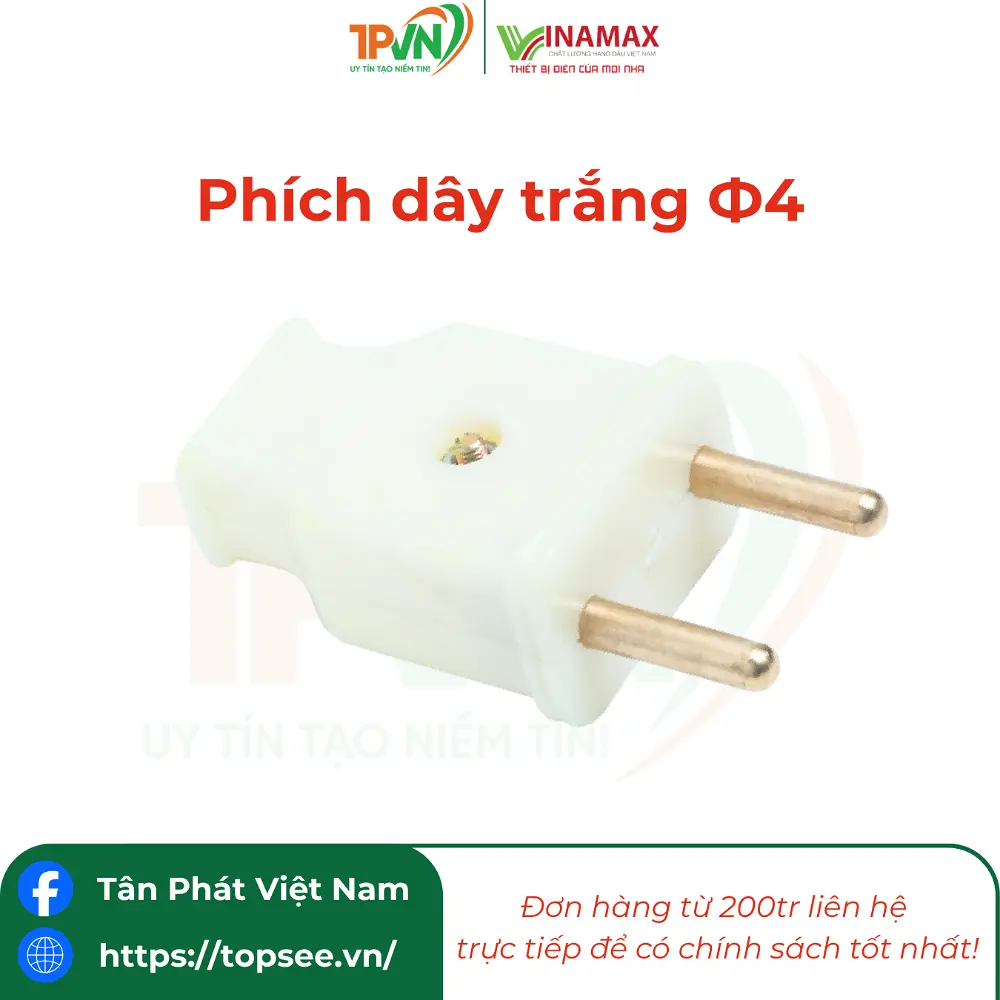 Phích dây trắng Ф4 - A41/A42 - VINAMAX