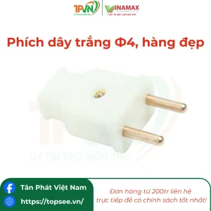 Phích dây trắng Ф4 hàng đẹp - A41 - VINAMAX