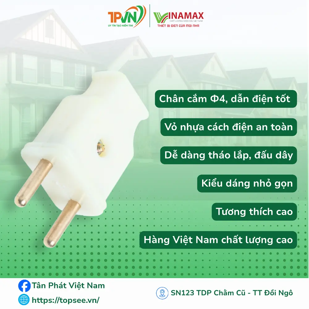 Phích dây trắng Ф4 - A41/A42 - VINAMAX - Ảnh 2