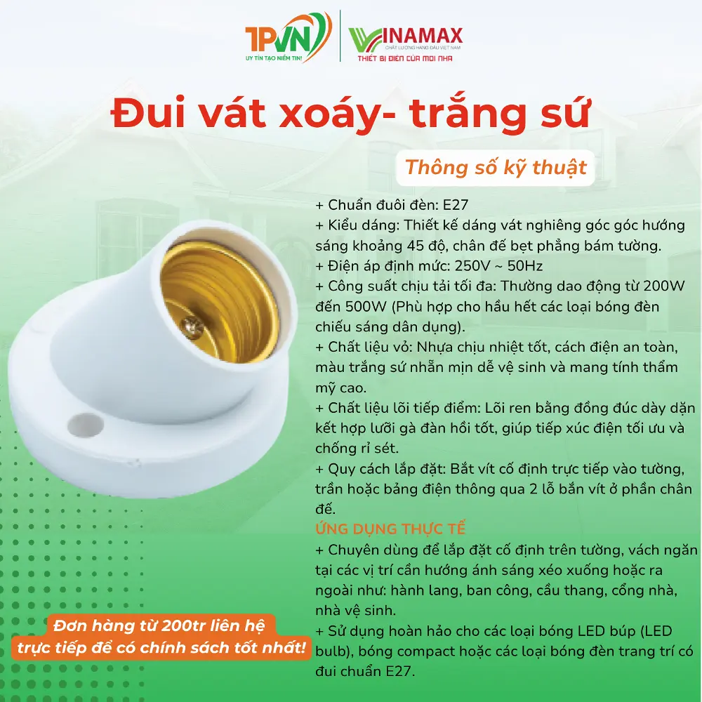 Đui vát xoáy trắng sứ - VA - VINAMAX - Ảnh 3