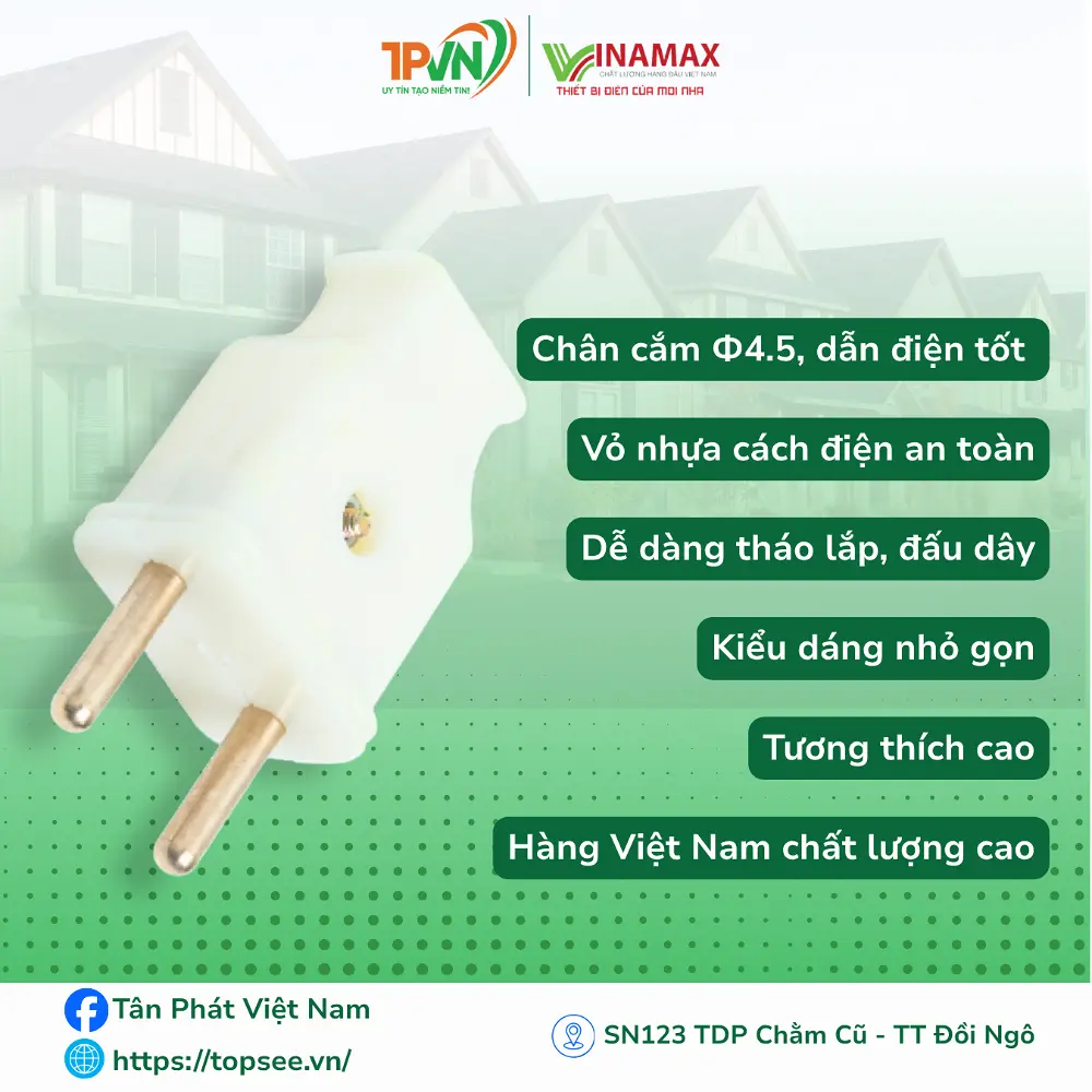 Phích dây trắng Ф4,5 - PT4.5 - VINAMAX - Ảnh 2