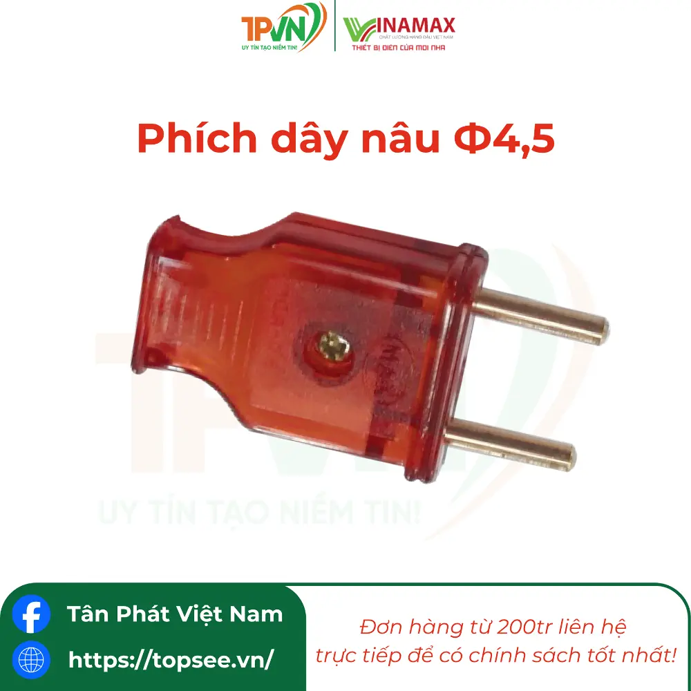 Phích dây nâu Ф4,5 – PN4.5 – VINAMAX