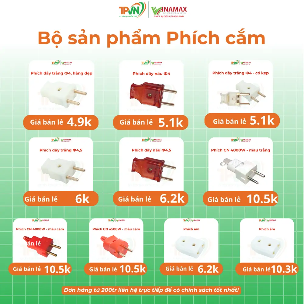 Phích dây nâu Ф4,5 – PN4.5 – VINAMAX - Ảnh 4