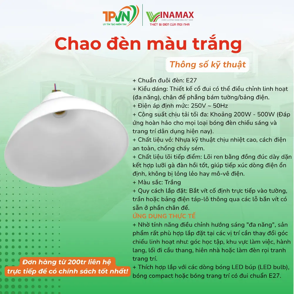 Chao đèn - màu trắng - C280 - VINAMAX - Ảnh 3