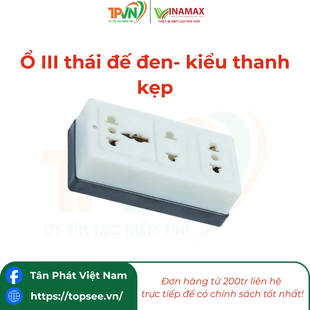 Ổ III thái đế đen- kiểu thanh kẹp - 3TĐ3 - VINAMAX
