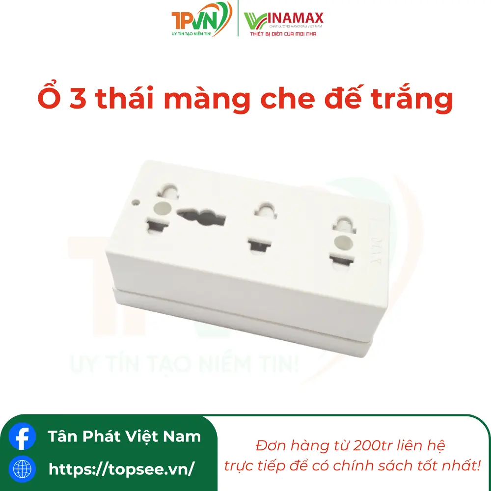 Ổ 3 thái màng che đế trắng - 3M4T