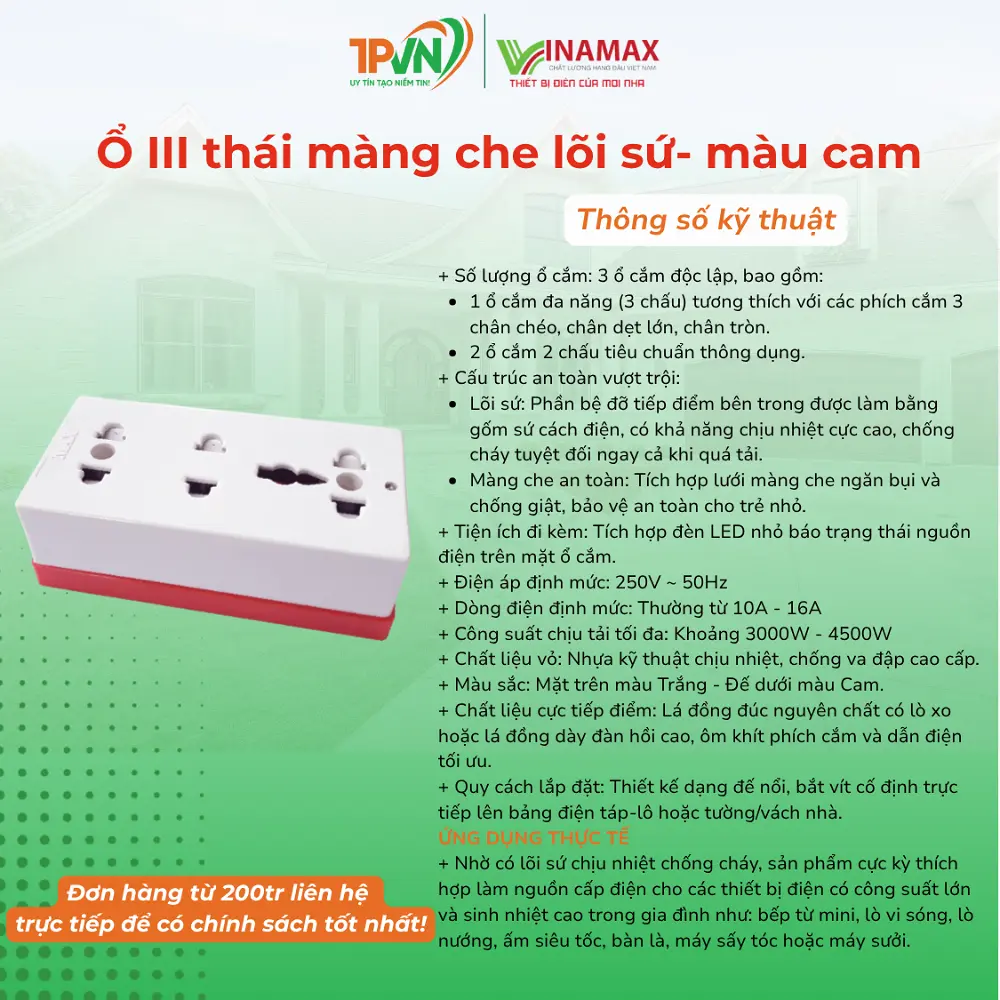 Ổ III thái màng che lõi sứ- màu cam - 3M6C - VINAMAX - Ảnh 3