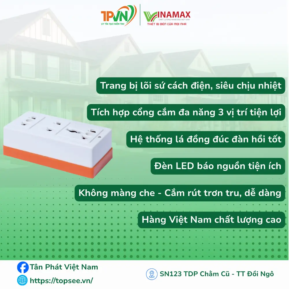 Ổ III thái lõi sứ- màu cam - 3P6C -VINAMAX - Ảnh 2