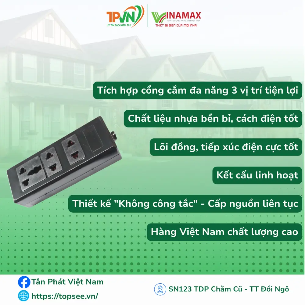 Ổ III đen - không công tắc - Đ30 - VINAMAX - Ảnh 2