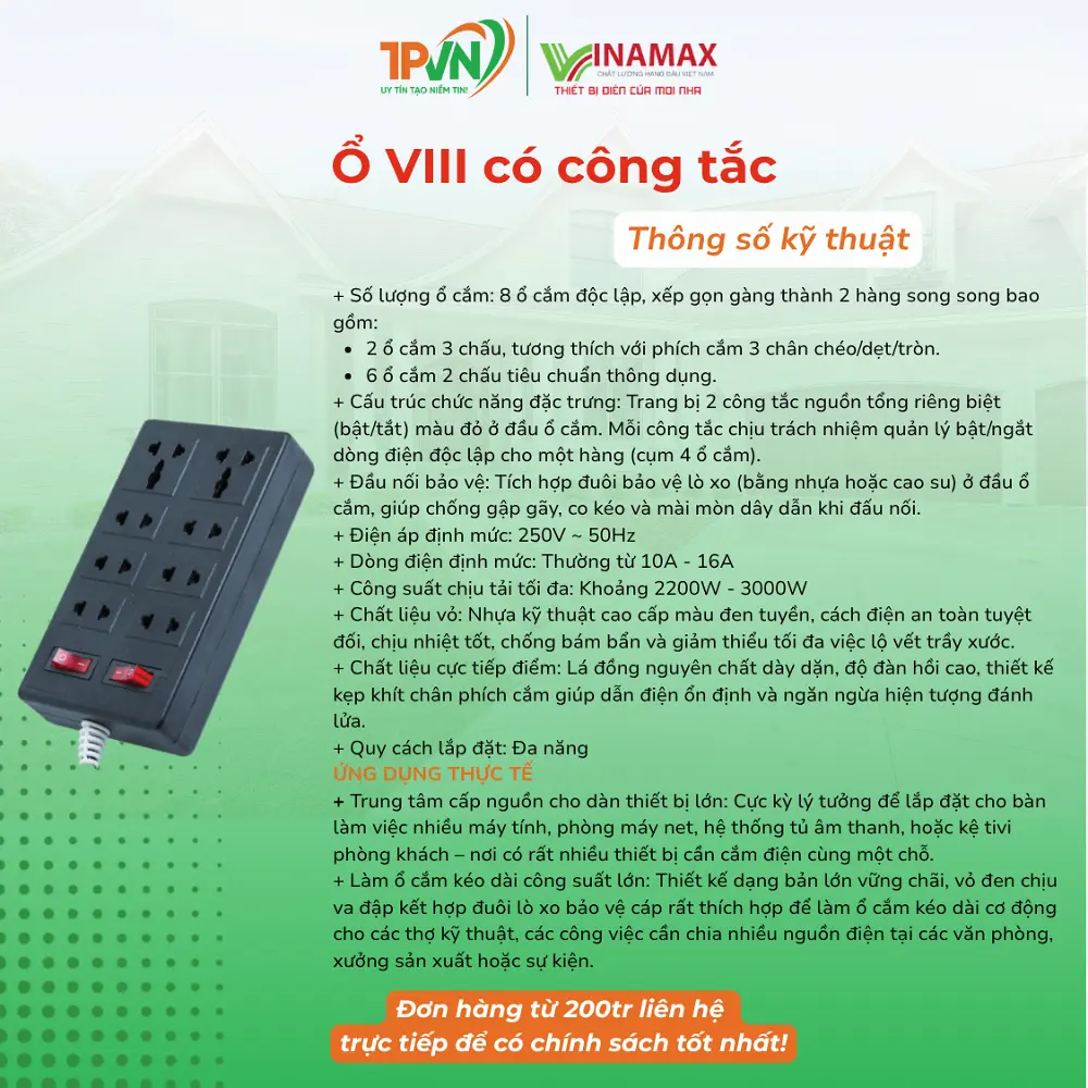 Ổ VIII có 2 công tắc - Đ82 - VINAMAX - Ảnh 3