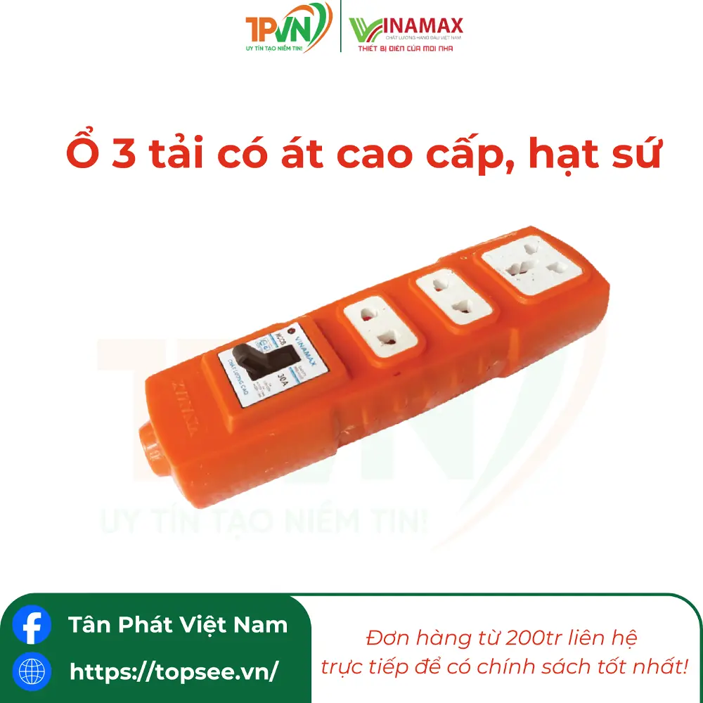 Ổ 3 tải có át cao cấp, hạt sứ - 3PA81 - VINAMAX