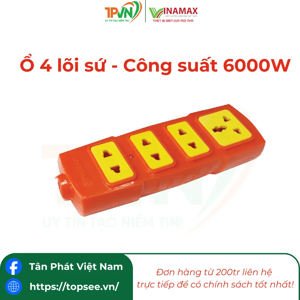 Ổ 4 lõi sứ - Công suất 6000W - 4P601 - VINAMAX
