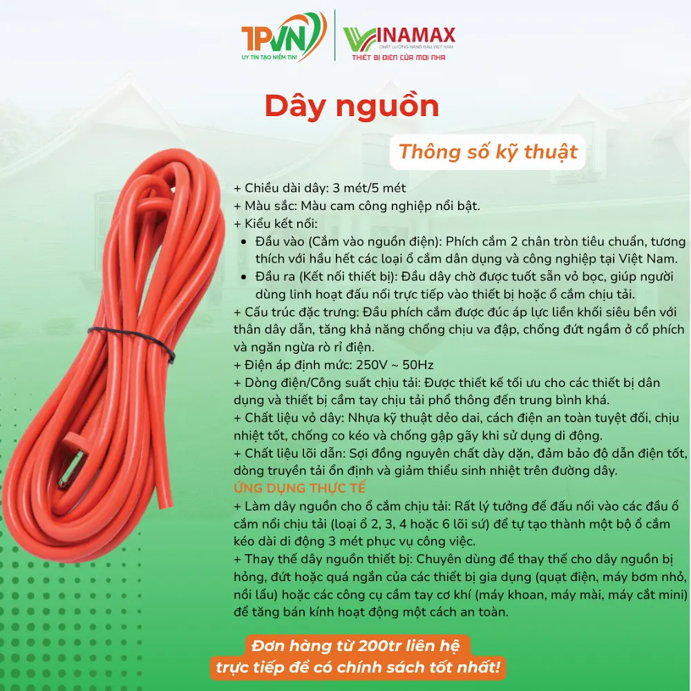 DÂY NGUỒN 3M/5M - DN3/DN5 - VINAMAX - Ảnh 3