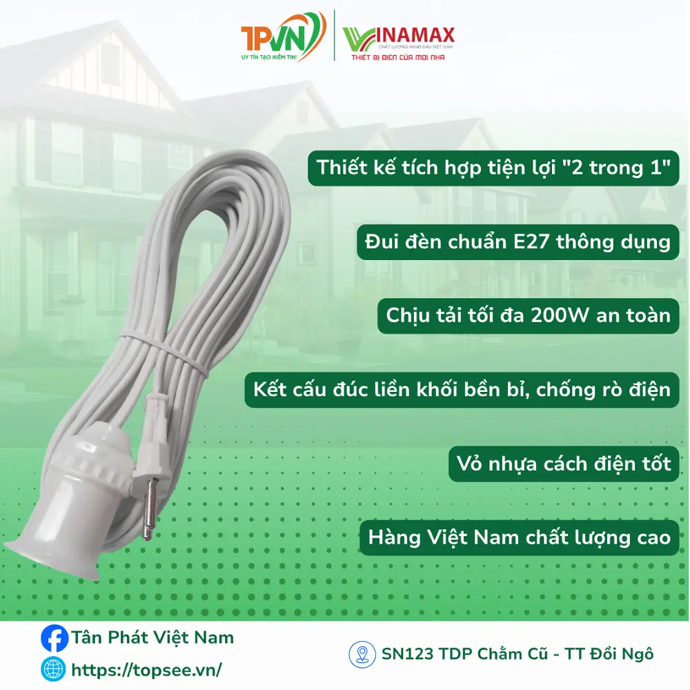 Dây nguồn liền đui 200W DĐ3/DĐ5/DĐ10 - VINAMAX - Ảnh 2