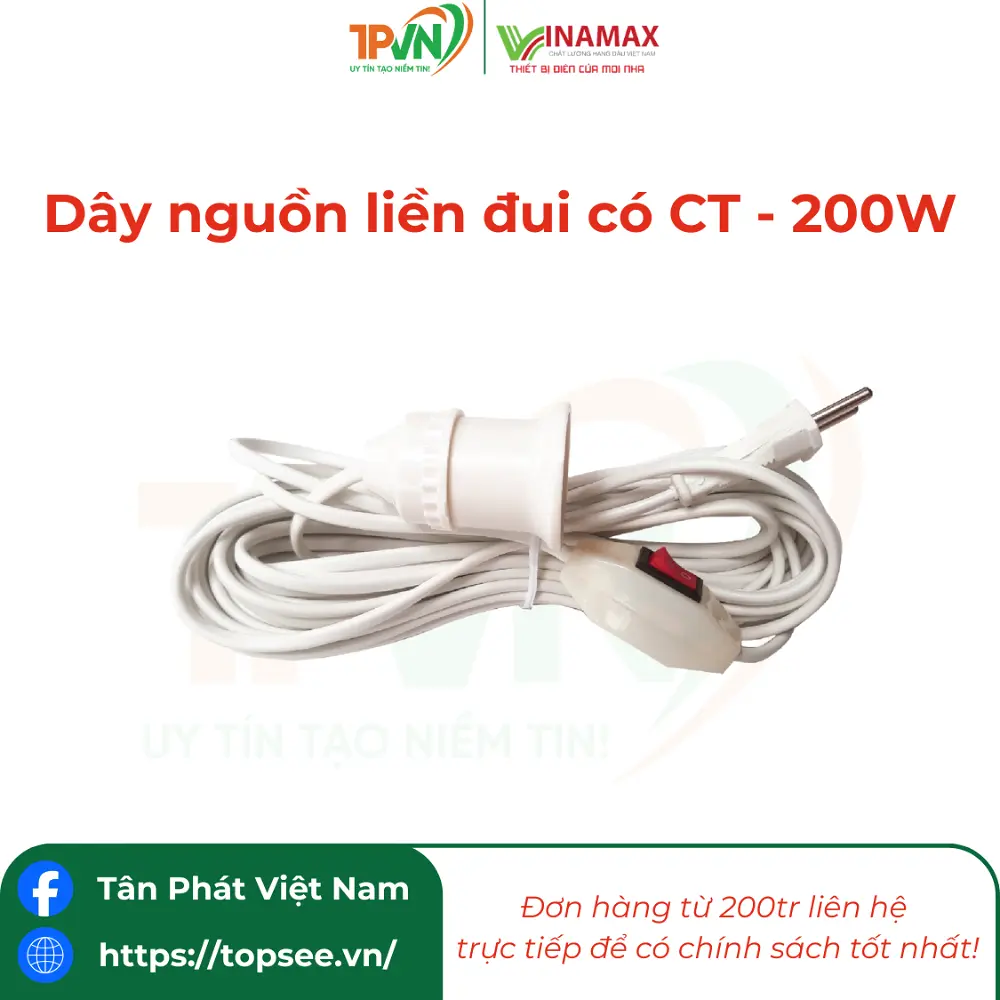 Dây nguồn liền đui có công tắc 200W - DS3/DS5/DS10 - VINAMAX