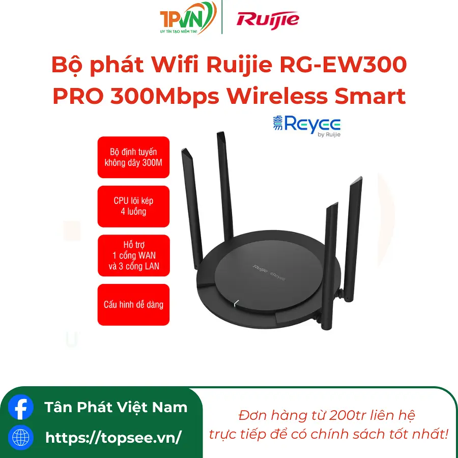 Bộ phát Smart Home WiFi Reyee RG-EW300 PRO