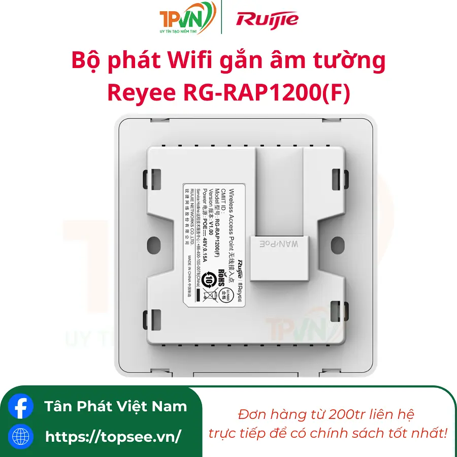 Bộ phát Wifi gắn âm tường Reyee RG-RAP1200(F) - Ảnh 6