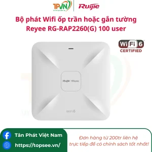 Bộ phát Wifi ốp trần hoặc gắn tường Reyee RG-RAP2260(G) 100 user