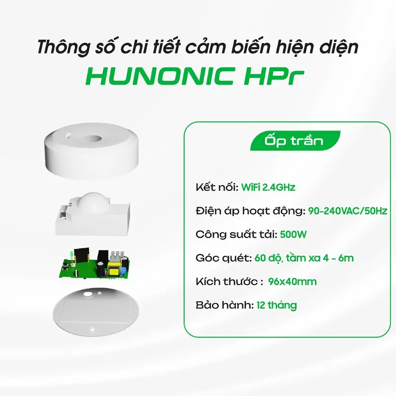Cảm Biến Hiện Diện Wifi Ốp Trần Hunonic HPR - Ảnh 4
