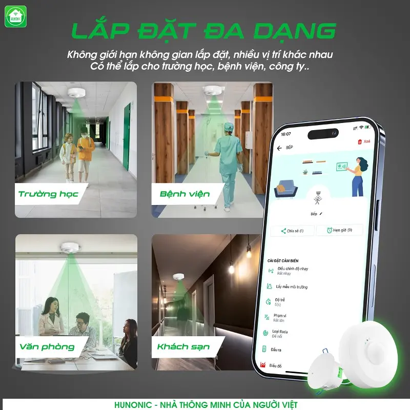 Cảm Biến Hiện Diện Wifi Ốp Trần Hunonic HPR - Ảnh 6