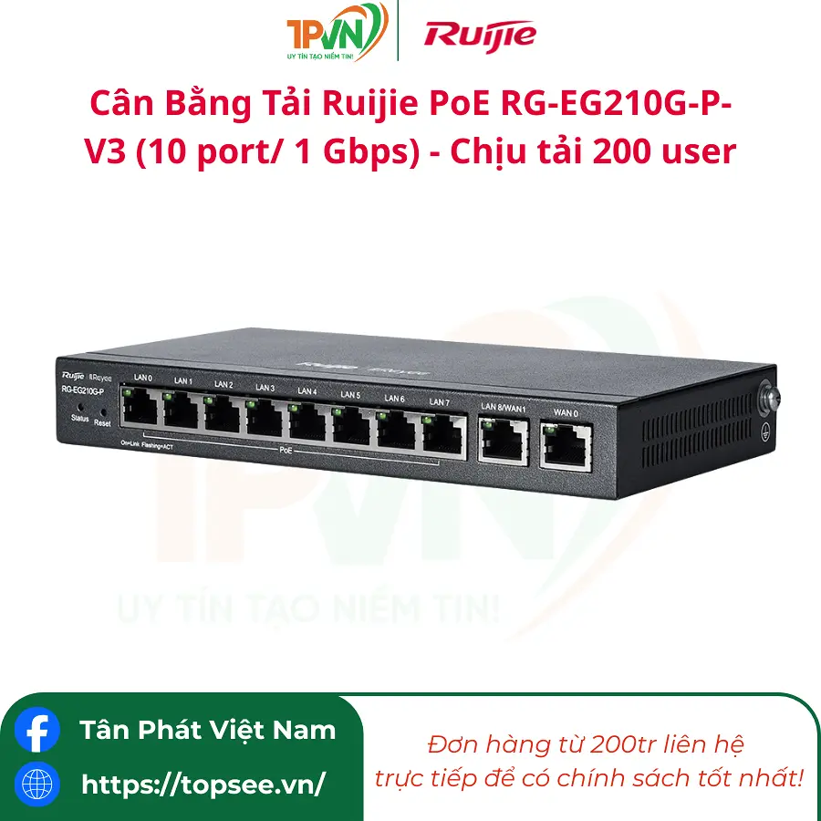 Cân Bằng Tải Ruijie PoE RG-EG210G-P-V3 (10 port/ 1 Gbps) - Chịu tải 200 user - Ảnh 4