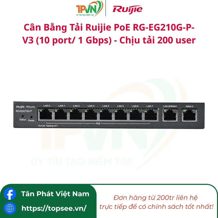 Cân Bằng Tải Ruijie PoE RG-EG210G-P-V3 (10 port/ 1 Gbps) - Chịu tải 200 user - Ảnh 2