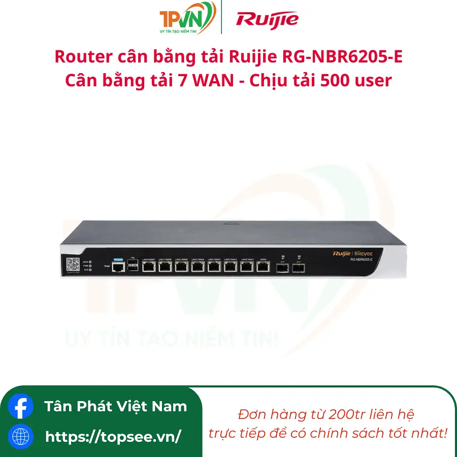 Router cân bằng tải Ruijie RG-NBR6205-E Cân bằng tải 7 WAN - Chịu tải 500 user