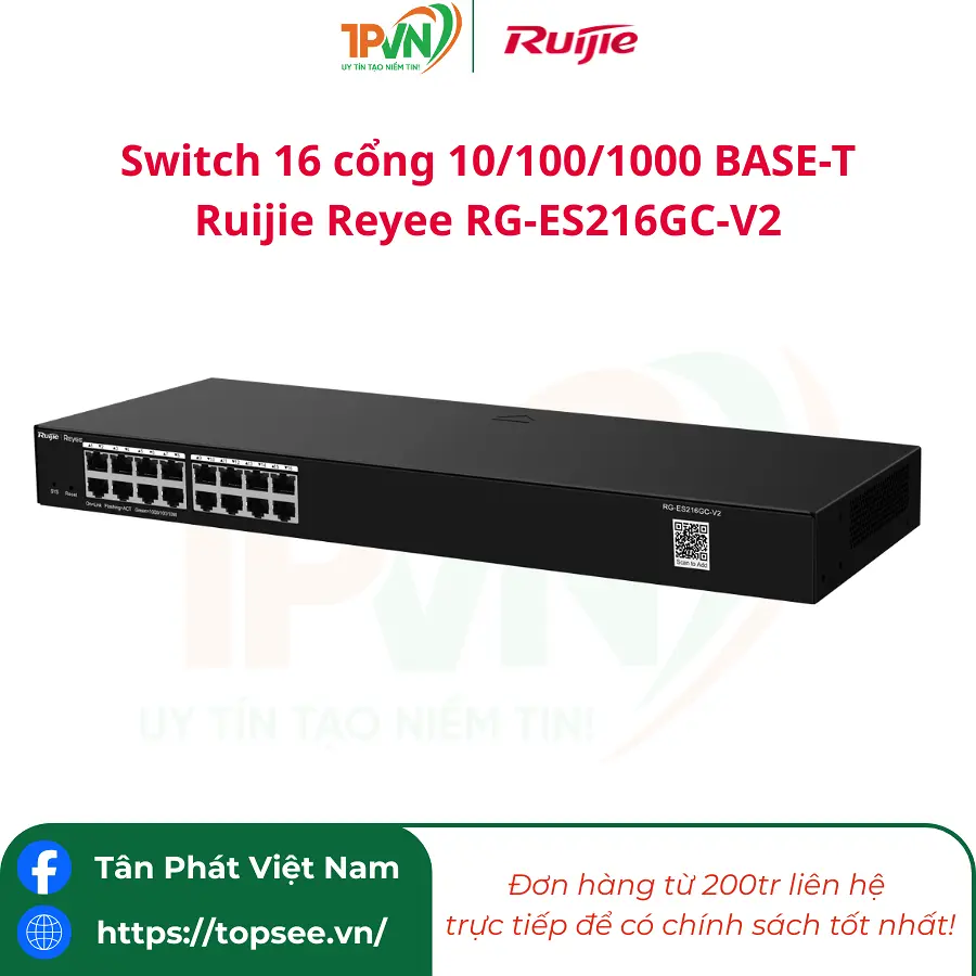 Switch 16 cổng 10/100/1000 BASE-T Ruijie Reyee RG-ES216GC-V2 - Ảnh 5