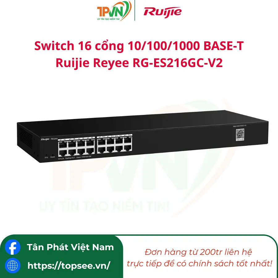 Switch 16 cổng 10/100/1000 BASE-T Ruijie Reyee RG-ES216GC-V2 - Ảnh 3