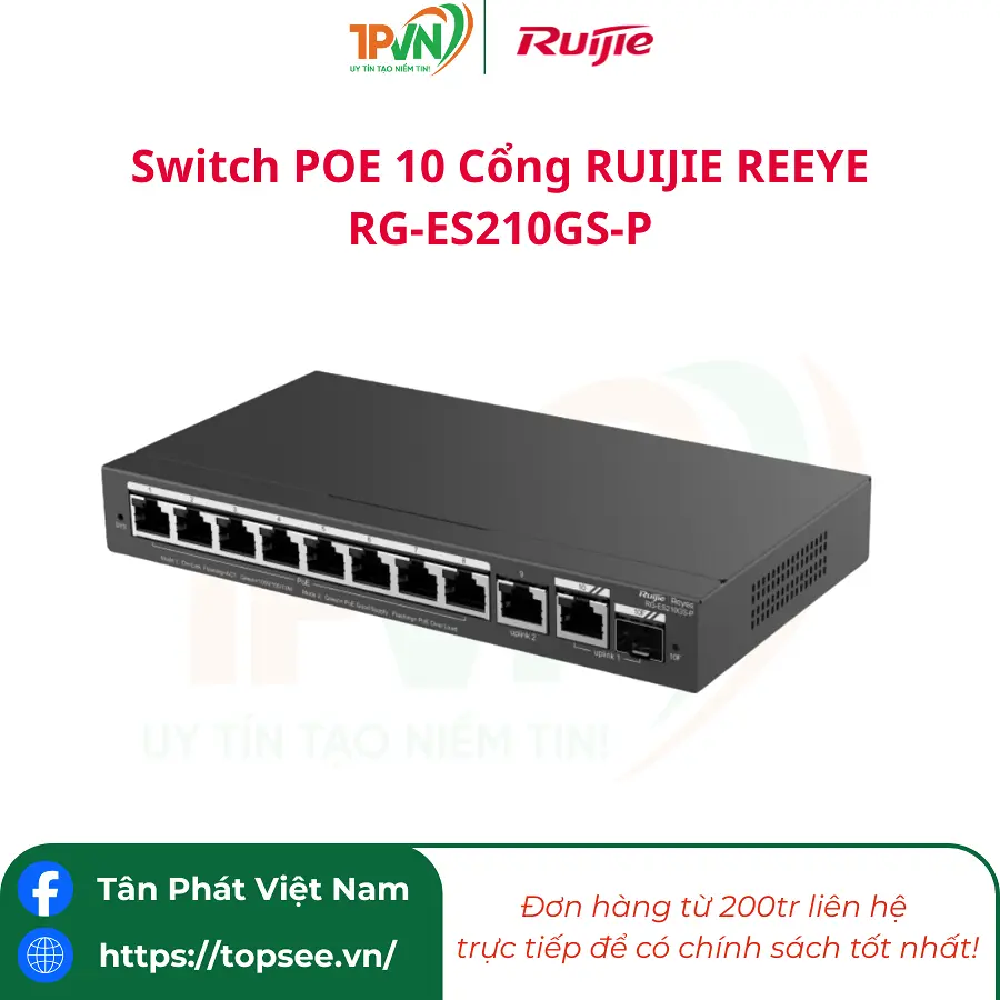 Switch POE 10 Cổng RUIJIE REEYE RG-ES210GS-P - Ảnh 2