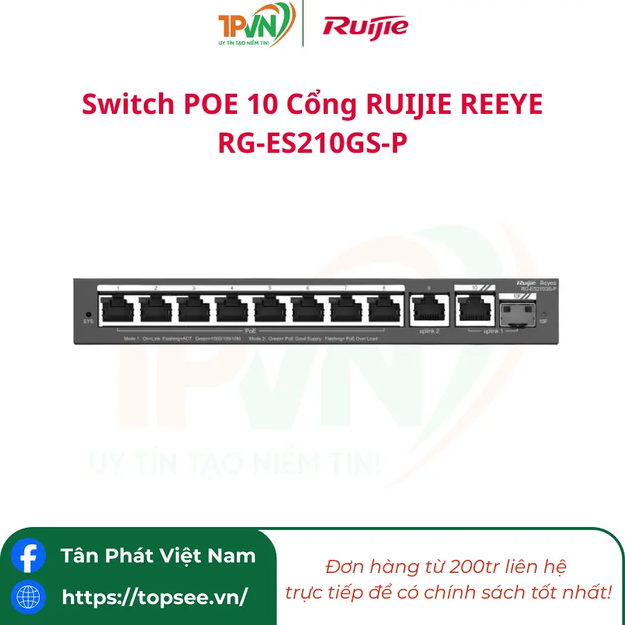Switch POE 10 Cổng RUIJIE REEYE RG-ES210GS-P - Ảnh 3