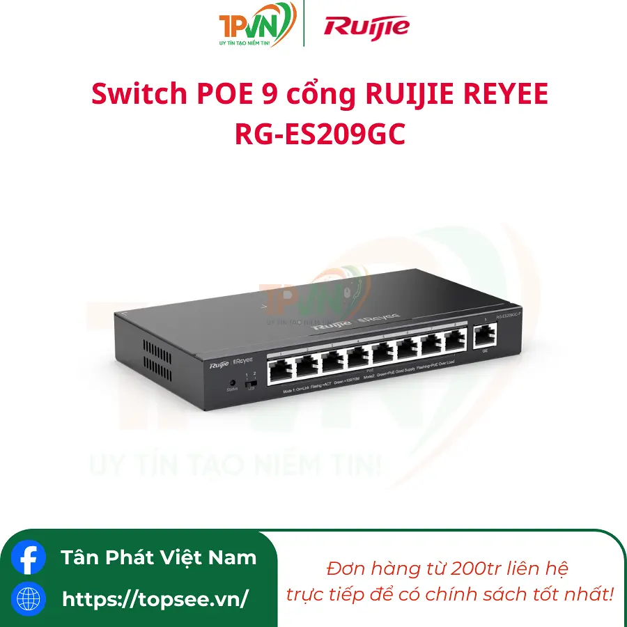 Switch POE 9 cổng RUIJIE REYEE RG-ES209GC-P (1000M)