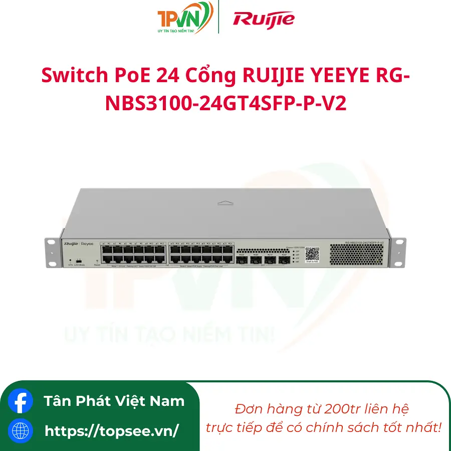 Switch PoE 24 Cổng RUIJIE YEEYE RG-NBS3100-24GT4SFP-P-V2