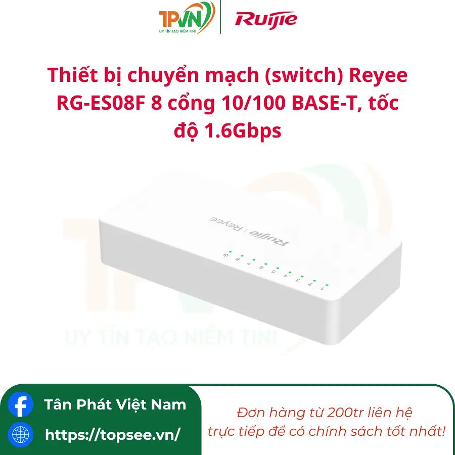 Thiết bị chuyển mạch (switch) Reyee RG-ES08F 8 cổng 10/100 BASE-T, tốc độ 1.6Gbps - Ảnh 5