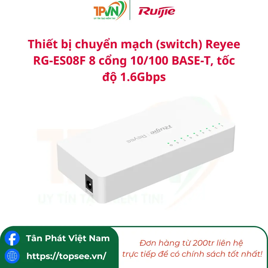 Thiết bị chuyển mạch (switch) Reyee RG-ES08F 8 cổng 10/100 BASE-T, tốc độ 1.6Gbps - Ảnh 4