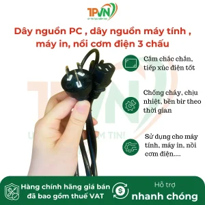 Dây nguồn PC , dây nguồn máy tính , máy in, nồi cơm điện 3 chấu