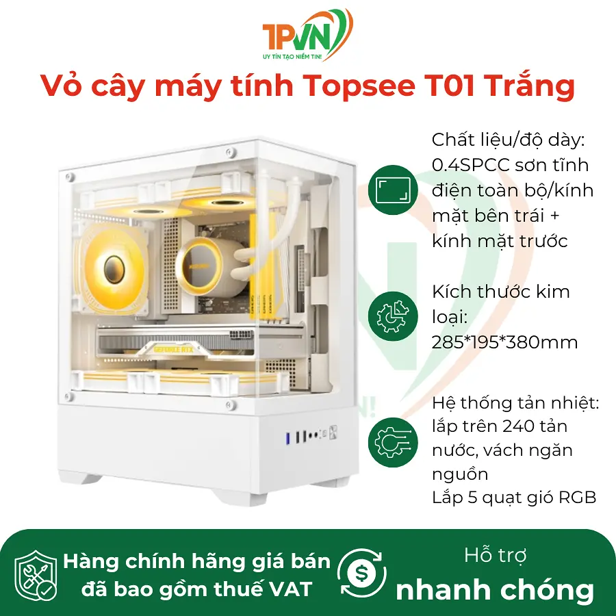 Vỏ cây máy tính Topsee T01 trắng - Ảnh 3