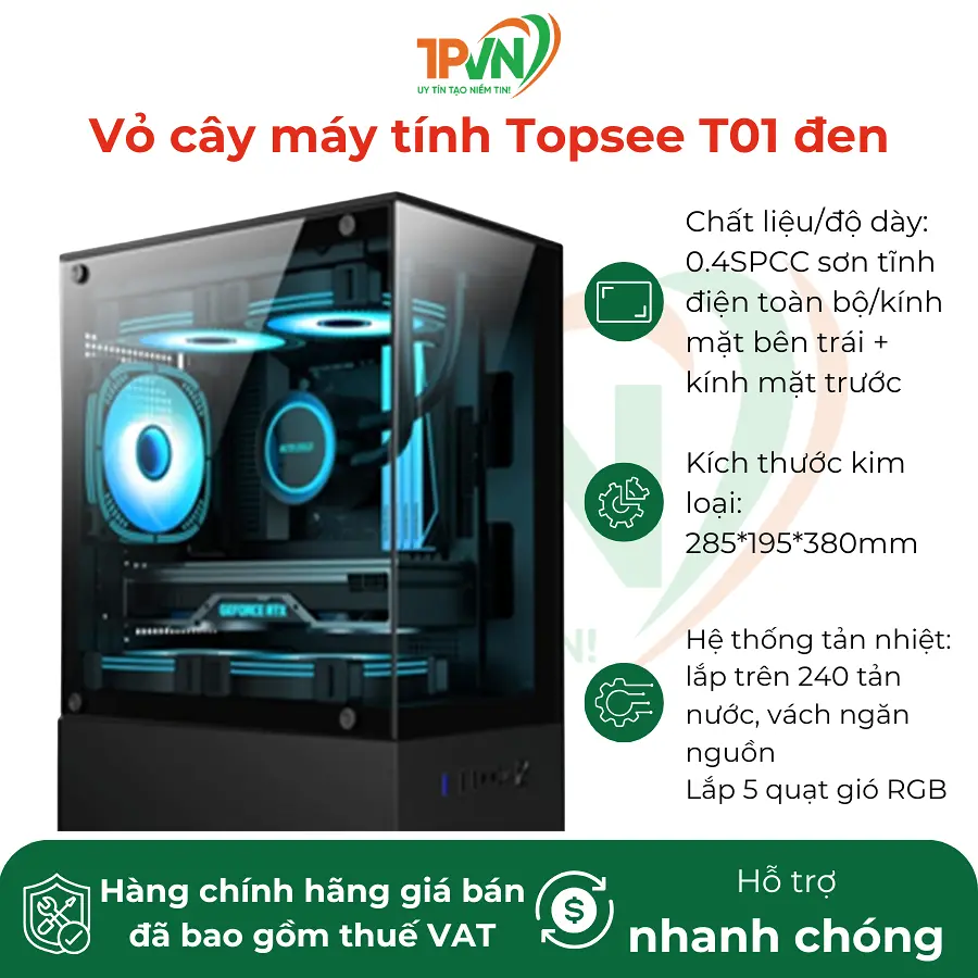 Vỏ cây máy tính Topsee T01 đen