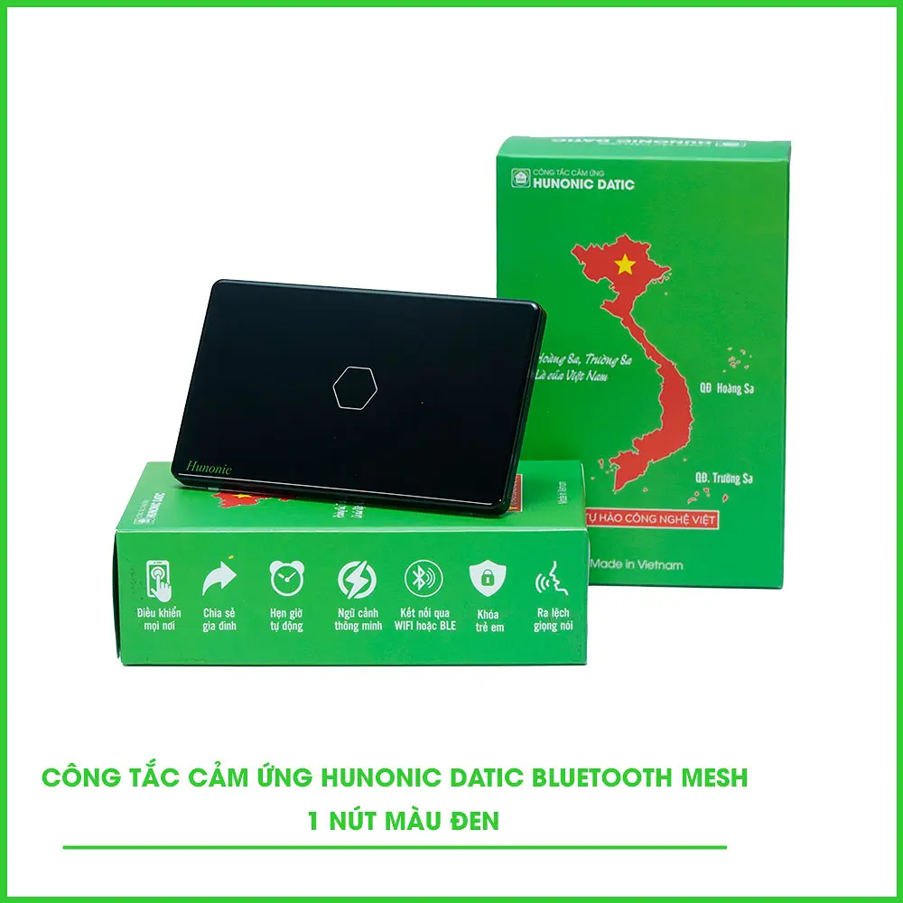 Công Tắc Cảm Ứng 1 Nút BLE Mesh Hunonic Datic Màu Đen