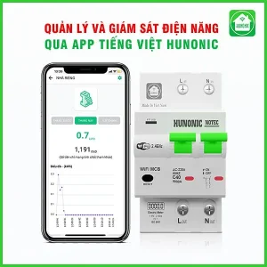 Alternative view of Aptomat Cầu Dao Wifi Thông Minh Đo Năng Lượng Hunonic Notec