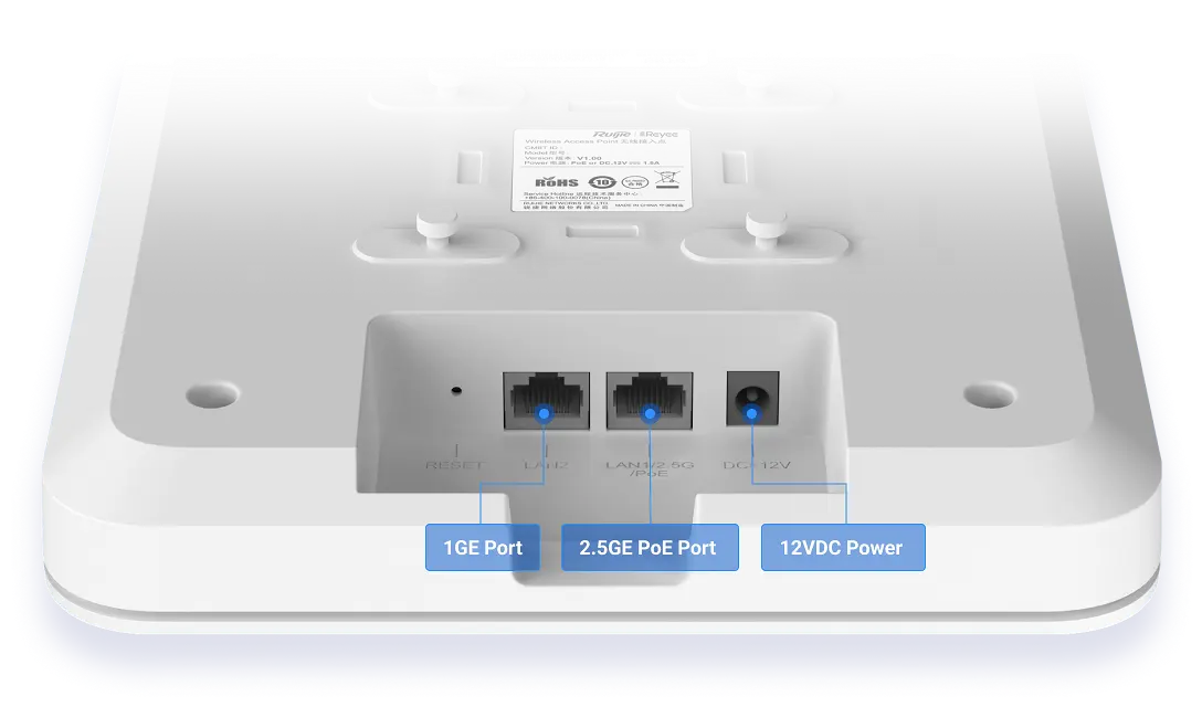 Bộ phát Wifi ốp trần hoặc gắn tường Reyee RG-RAP2260(G) 100 user